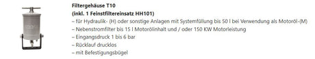 T10 Filtergehäuse