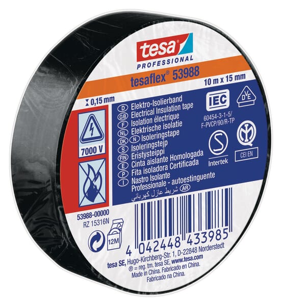 Isolierband, schwarz, 10 m x 15 mm TesaFLEX®