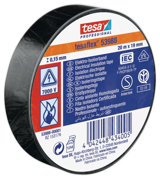 Isolierband, schwarz, 20 m x 19 mm TesaFLEX®