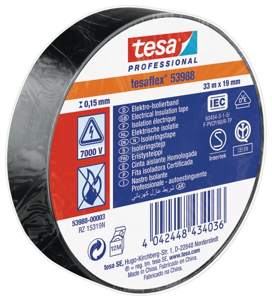 Isolierband, schwarz, 33 m x 19 mm TesaFLEX®