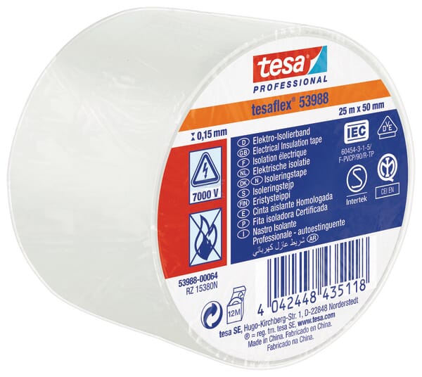 Isolierband, weiß, 25m x 50mm TesaFLEX®