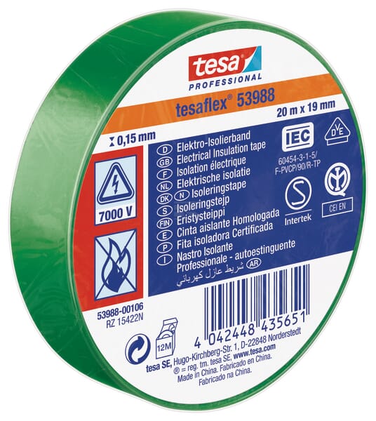 Isolierband, grün, 20 m x 19 mm TesaFLEX®
