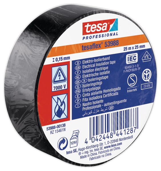 Isolierband, schwarz, 25 m x 25 mm TesaFLEX®