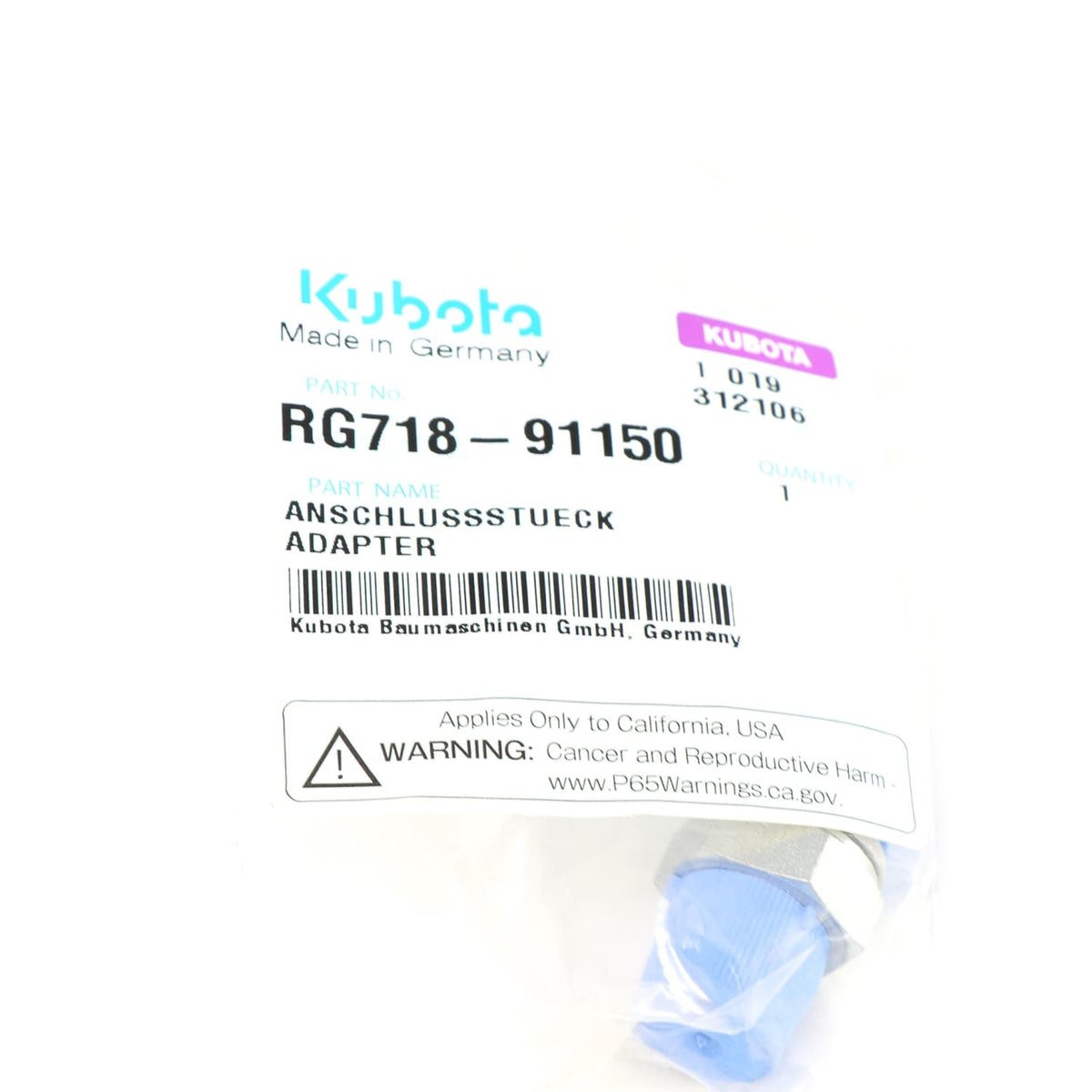 Kubota ANSCHLUSSSTUECK