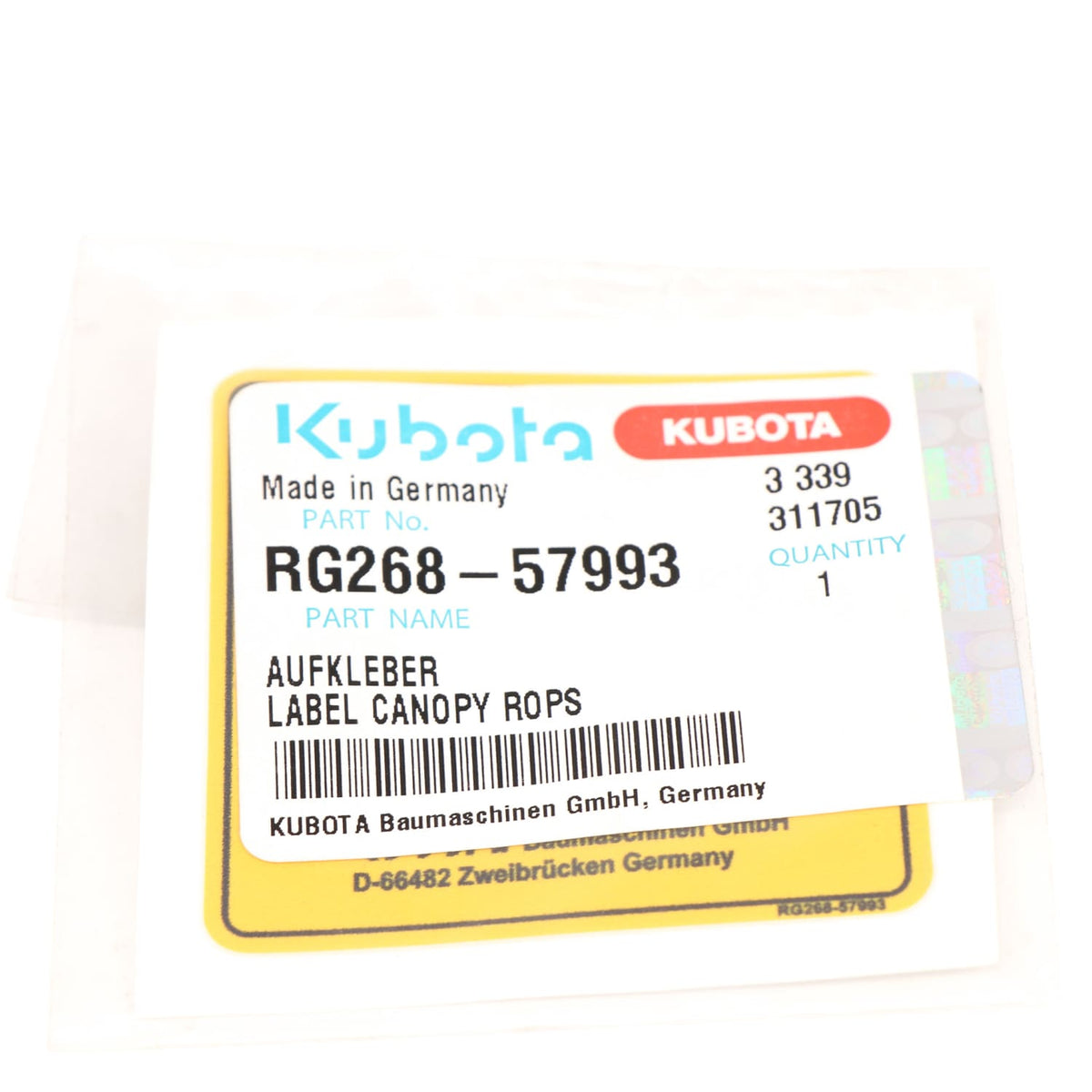Kubota AUFKLEBER