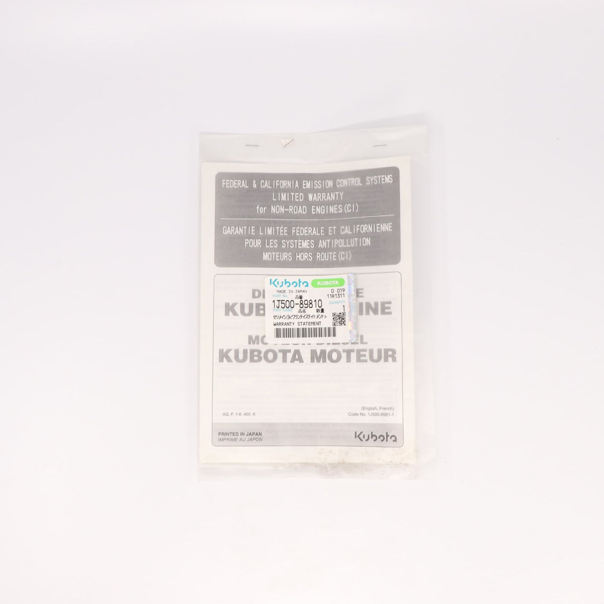 Kubota GARANTIEERKLAERUNG