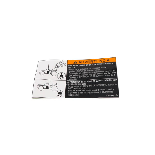 Kubota LABEL,ROPS WARNING