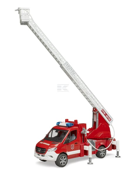 MB Sprinter Feuerwehrfahrzeug mit Leiter, Wasserpumpe und Lampe + Soundmodul