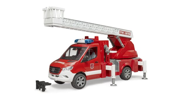 MB Sprinter Feuerwehrfahrzeug mit Leiter, Wasserpumpe und Lampe + Soundmodul