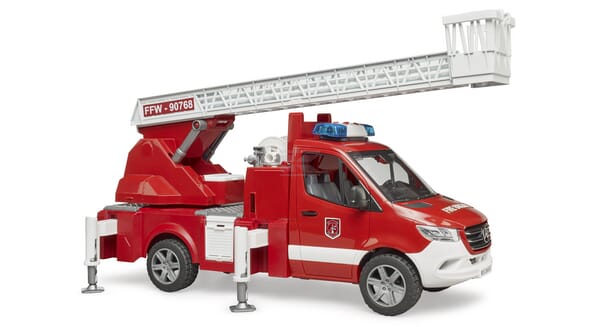 MB Sprinter Feuerwehrfahrzeug mit Leiter, Wasserpumpe und Lampe + Soundmodul
