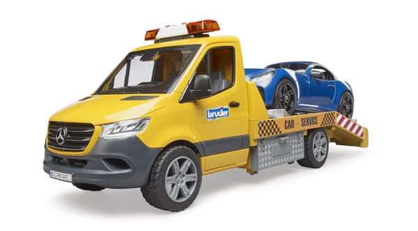 MB Sprinter Transporter mit Lampe + Soundmodul und BRUDER Roadster