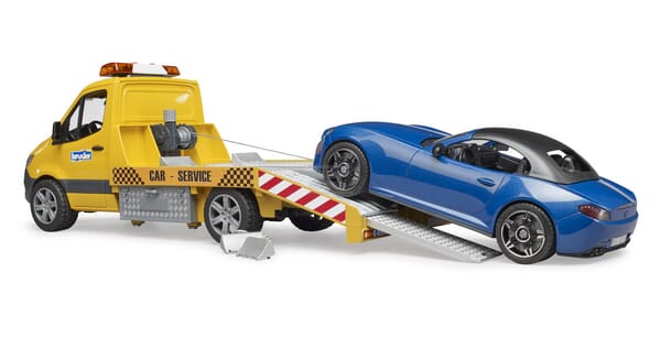 MB Sprinter Transporter mit Lampe + Soundmodul und BRUDER Roadster