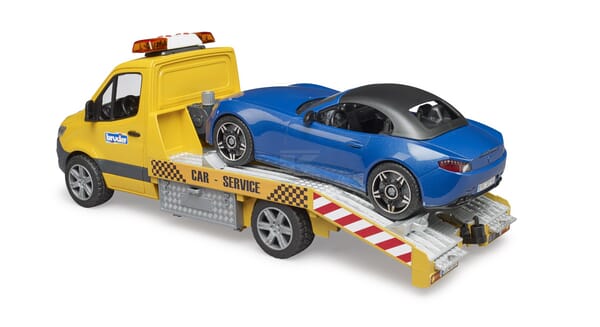MB Sprinter Transporter mit Lampe + Soundmodul und BRUDER Roadster