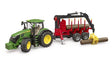 John Deere 7R 350 mit Anhänger für Baumstämme