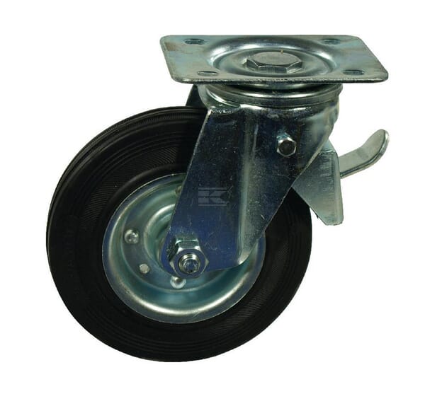 Lenkrolle mit Bremse 100 mm Ø100x30mm, Plattenaufnahme: 100x80 Belastung:: 70kg,