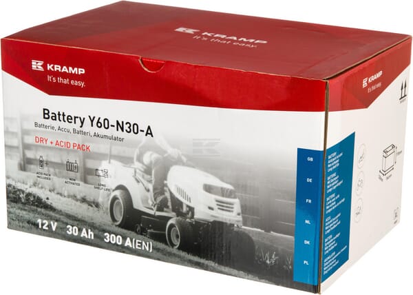 Kramp, Starterbatterie, 12V, 30Ah, 300A, 185 x 130 x 170mm