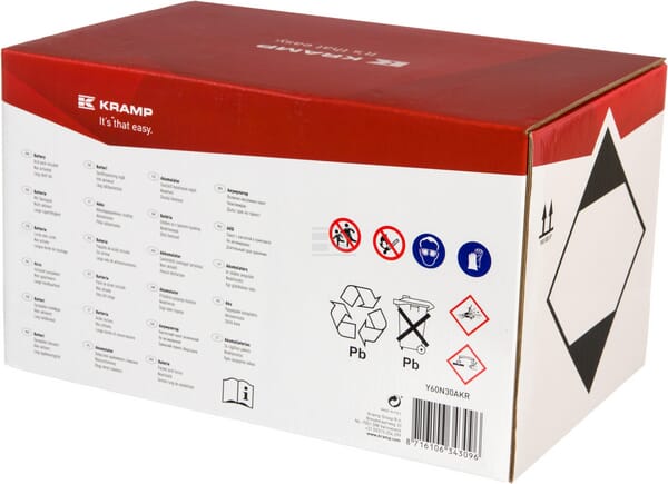 Kramp, Starterbatterie, 12V, 30Ah, 300A, 185 x 130 x 170mm